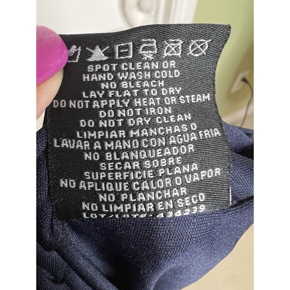 R&M RICHARDS Maxi Dress Gown Navy Blue Stretch Knit Ruffle Sequins Sz 14 Evening - Picture 10 of 12